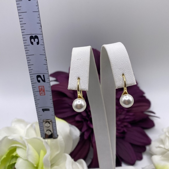 Cream Faux Pearl Earrings With Hook Style Stud NEW - Picture 5 of 5